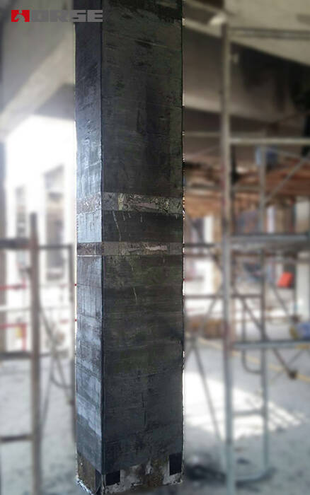 Carbon fiber fabric reinforced concrete column 