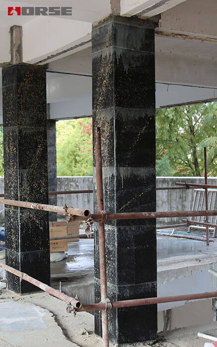 Carbon fiber fabric reinforced concrete column 