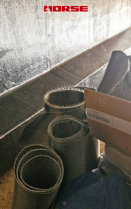 Refuerzo de cizalla de fibra de carbono de pasos a desnivel pretensados