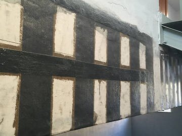 Rehabilitación de gimnasio con tejido polimérico reforzado con fibra de carbono